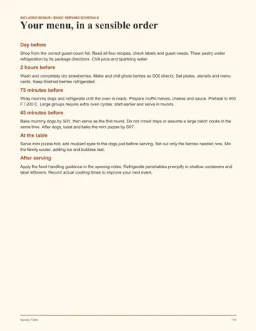 Serving Schedule printable