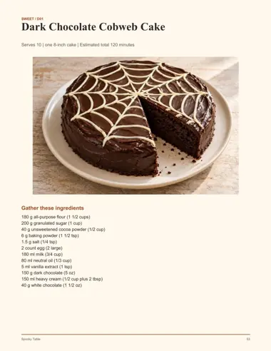 Chocolate Cobweb Cake printable page