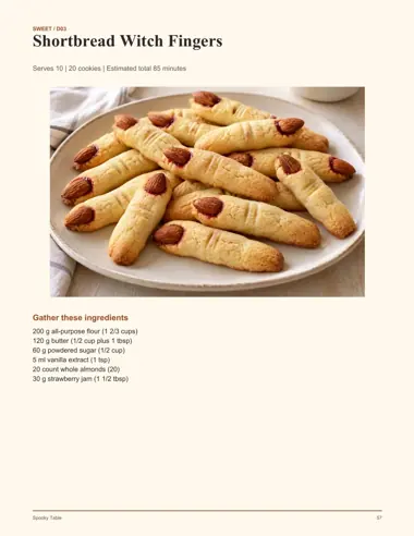 Shortbread Witch Fingers printable page